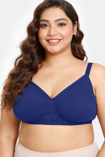 Buy Rosaline Everyday Double Layered Non Wired Full Coverage Super Support Bra - Blue Depth2